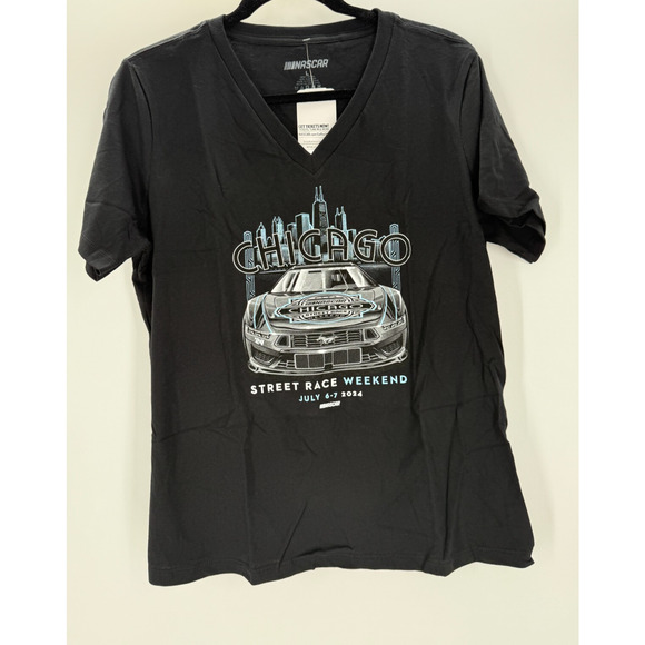 Chicago NASCAR Street Race Weekend Logo T-Shirt Ghost 2024 Womens Large Black - Picture 1 of 7